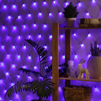 Гирлянда Сеть темная нить 2х2 м 224Led Синий 8 режимов 1шт