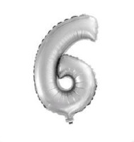 ПМ Цифра 6 (16''/41 см) Серебро 1шт в интернет магазине Праздникмастер