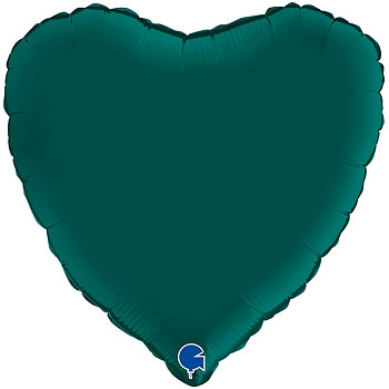 Г Сердце (18"/46 см) Изумрудный Emerald Green Сатин 1шт