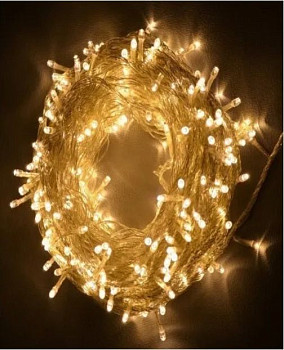 Гирлянда Нить10м,220В,шнур белого цв,100Led,80 теп.бел.пост.свеч и 20бел.с FLASH эффек.соед.без каб