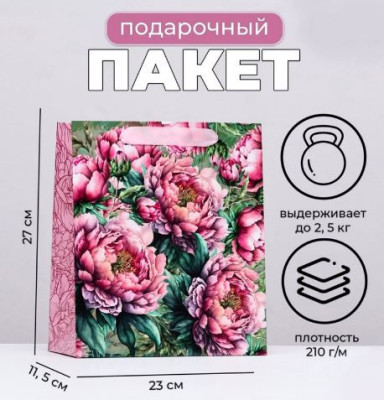 Пакет Нежность пиона 23х27х11,5см 1шт