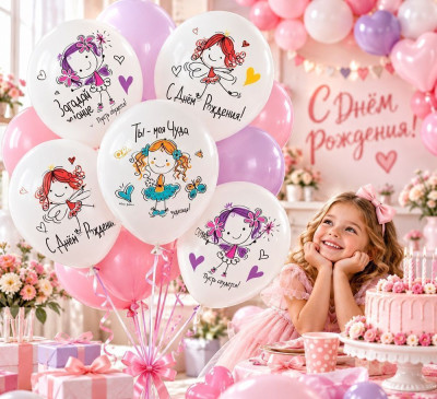 512 Шар (12''/30 см) С ДР Моя чуда Белый Пастель 3цв 1ст 25шт 512 продажа в интернет - магазине ПраздникМастер