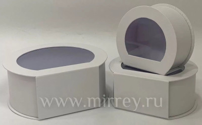 Набор коробок 3в1 Полушайба с прозрачной крышкой Серый 24x22x10см 