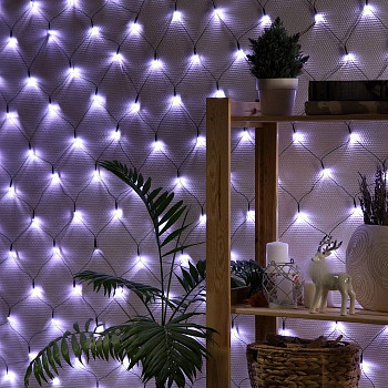 Гирлянда Сеть темная нить 2х2 м 224Led Белый 8 режимов 1шт