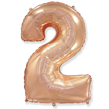 Г ЦИФРА 2 (40"/102 см) Розовое золото Rose Gold 1шт