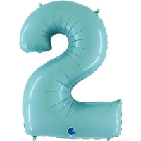 Г Цифра 2 (40"/102 см) Голубой Blue Пастель 1шт в интернет магазине Праздникмастер