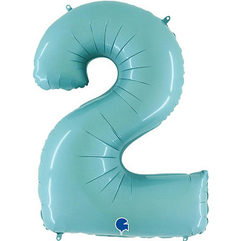 Г Цифра 2 (40"/102 см) Голубой Blue Пастель 1шт