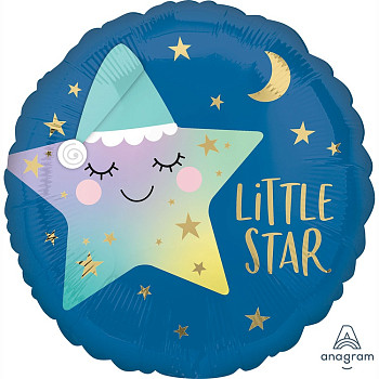 А Круг (18"/46 см) LITTLE STAR Звездочка спящая Металлик 1шт