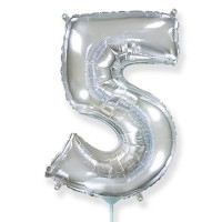 Ф Цифра 5 (16"/40 см) Серебро Silver 1шт в интернет магазине Праздникмастер