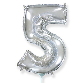 Ф Цифра 5 (16"/40 см) Серебро Silver 1шт