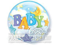 П Bubble (22"/56 см) Луна и Звезды Мальчик 1шт