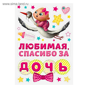Набор магнитов на авто Спасибо за дочь на выписку 29,7х42см 1уп фотография