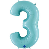 Г Цифра 3 (40"/102 см) Голубой Blue Пастель 1шт в интернет магазине Праздникмастер