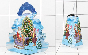 Коробка для конфет Елочка Дедушка Мороз в санях 700гр 1шт