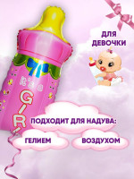 ПМ Фигура (32''/81 см) Бутылочка для девочки Розовый 1шт в интернет магазине Праздникмастер
