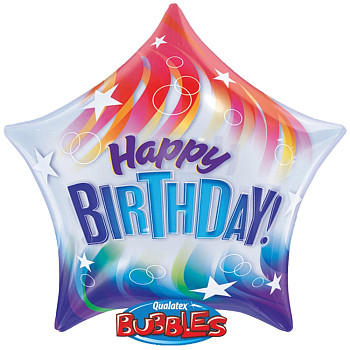П Bubble Звезда (22"/56 см) HB Цветные ленты 1шт