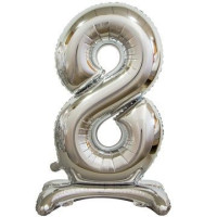 ПМ Цифра 8 (16"/41 см) Серебро Silver на подставке 1шт в интернет магазине Праздникмастер
