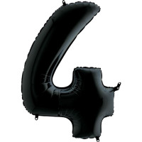 Г Цифра 4 (40"/102 см) Черный Black Пастель 1шт в интернет магазине Праздникмастер