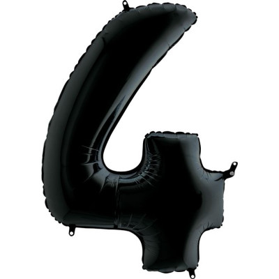 Г Цифра 4 (40"/102 см) Черный Black Пастель 1шт в интернет магазине Праздникмастер