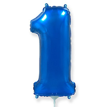 Ф Цифра 1 (16"/40 см) Синий Blue 1шт