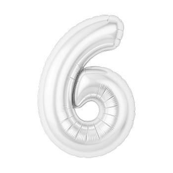 Р Цифра 6 (40''/102 см) Slim Белый блеск 1шт
