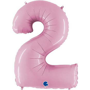 Г Цифра 2 (40"/102 см) Розовый Pink Пастель 1шт