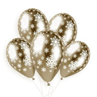И Шар (14"/36 см) Снежинки Золото Shiny Gold Хром 5ст 25шт Gemar продажа в интернет - магазине ПраздникМастер