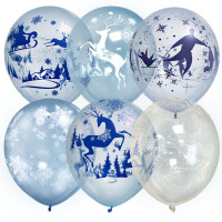 M Шар (12"/30 см) Зимняя сказка Ассорти Кристалл 2ст 5ст 25шт Globos Payaso продажа в интернет - магазине ПраздникМастер