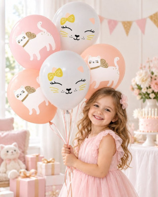 512 Шар (12''/30 см) Кошечка с бантом Ассорти Пастель 1ст 25шт 512 продажа в интернет - магазине ПраздникМастер