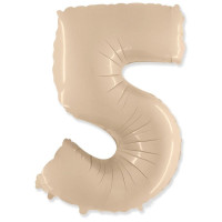 Ф Цифра 5 (40"/102 см) Кремовый Cream Сатин 1шт в интернет магазине Праздникмастер