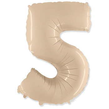 Ф Цифра 5 (40"/102 см) Кремовый Cream Сатин 1шт