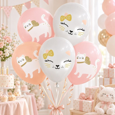 512 Шар (12''/30 см) Кошечка с бантом Ассорти Пастель 1ст 25шт 512 продажа в интернет - магазине ПраздникМастер