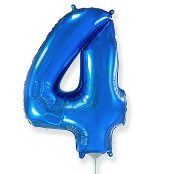 Ф Цифра 4 (16"/40 см) Синий Blue 1шт