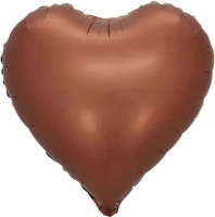 ПМ Сердце (19"/48см) Какао Cocoa Сатин 1шт в интернет магазине Праздникмастер