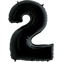 Г Цифра 2 (40"/102 см) Черный Black Пастель 1шт в интернет магазине Праздникмастер