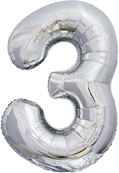 ПМ Цифра 3 (32"/81 см) Серебро 1шт