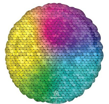 А Круг (18"/46 см) Пайетки Радуга Rainbow Металлик 1шт