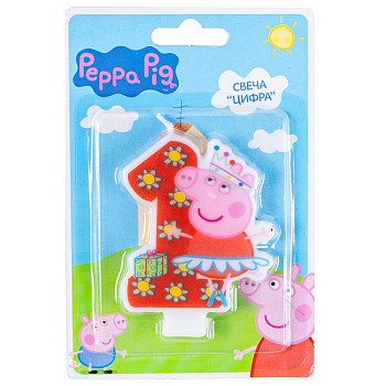 Свеча Цифра 1 Peppa Pig 1шт фотография