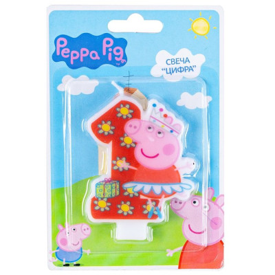 Свеча Цифра 1 Peppa Pig 1шт фотография