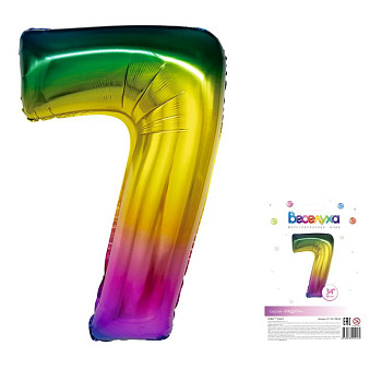 F Цифра 7 (34''/86 см) Радужный градиент 1шт