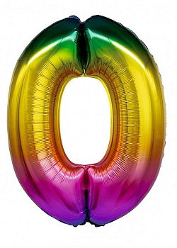F Цифра 0 (34''/86 см) Радужный Градиент 1шт
