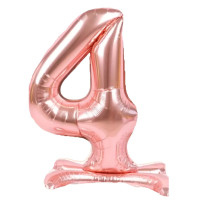 ПМ Цифра 4 (16"/41 см) Розовое золото Rose gold на подставке 1шт в интернет магазине Праздникмастер
