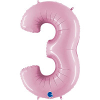 Г Цифра 3 (40"/102 см) Розовый Pink Пастель 1шт в интернет магазине Праздникмастер