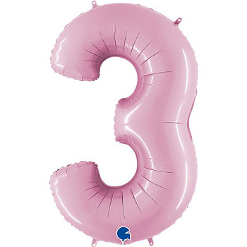 Г Цифра 3 (40"/102 см) Розовый Pink Пастель 1шт