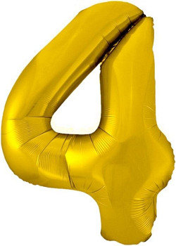 F Цифра 4 (34''/86 см) Золото 1шт