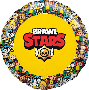 Р Круг (18"/46 см)  Бравл Старс Brawl Stars Герои дизайн №2 Желтый 1шт