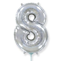 Ф Цифра 8 (16"/40 см) Серебро Silver 1шт в интернет магазине Праздникмастер
