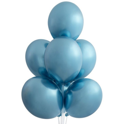 Б Шар (14"/36 см) Синий (605) Blue Glossy Хром 50шт продажа в интернет - магазине ПраздникМастер