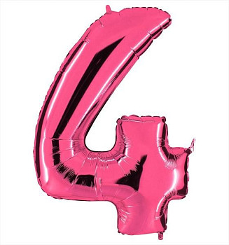Г Цифра 4 (40"/102 см) Розовый Pink 1шт