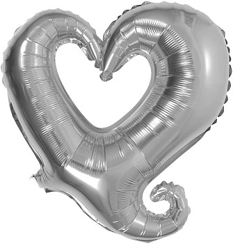 ПМ Сердце (18"/46 см) Вензель Серебро Silver 1шт